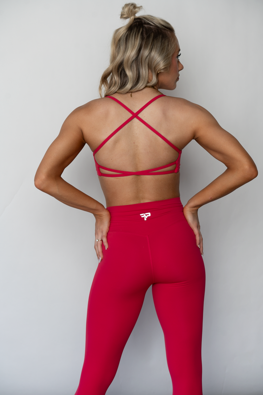 Crossover Sports Bra - Strawberry Pink